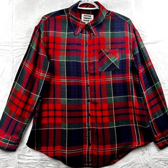 Justice Girls check plaid shirt size 18/20 - Picture 1 of 6